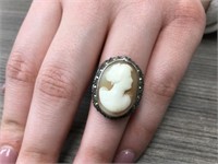Antique Sterling silver cameo ring