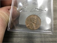 Error 1965 Lincoln cent on super thin planchette