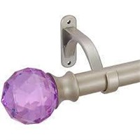 Brush nickel Curtain Rod with Purple Glass Ends