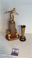 Vintage bowling and golf trophies