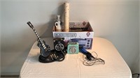 Guitar telephone and box of miscellaneous