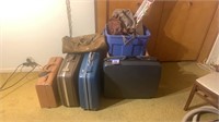 Lot of vintage luggage and bags