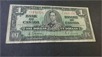 1937 Bank Of Canada 1 Dollar Banknote