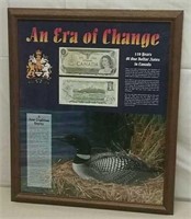 Framed An Era Of Change Canada Banknotes & Coins