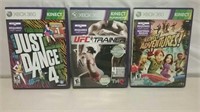Three XBOX 360 Kinect Games Incl. UFC Trainer