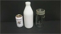 Vintage Milk Jar & Jewel Fruit Jar
