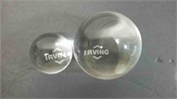 Two Irving Crystal Paperweights