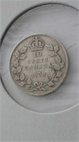 1928 Canada Silver 10 Cent Coin