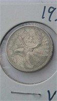 1957 Canada Silver 25 Cent Coin