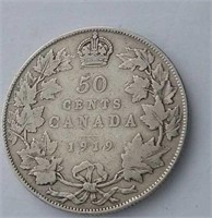 1919 Canada Silver 50 Cent Coin