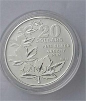 2011 Fine Silver $20 Maple Leaf Commem Coin NO