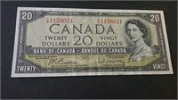 1954 Canada Unc 20 Dollar Banknote