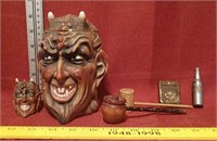 Devil character figural head humidor by Ernst