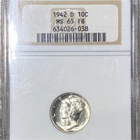 1942-D Mercury Silver Dime NGC - MS 65 FB