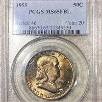 1955 Franklin Half Dollar PCGS - MS 65 FBL