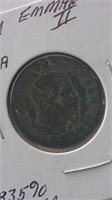 1863 Italy 1 Lira 83.5% Silver Emmanuel II