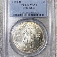 1992-D Columbus Silver Dollar PCGS - MS70