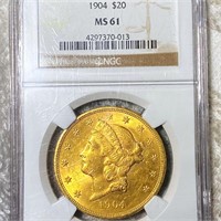 1904 $20 Gold Double Eagle NGC - MS61