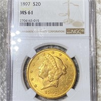 1897 $20 Gold Double Eagle NGC - MS61