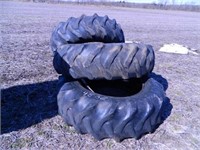 3- Goodyear 18.4x38 tires, not much tread