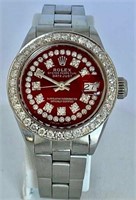 Rolex Ladies Diamond DateJust Red MOP