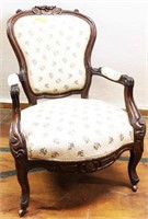 Upholstered Carved Wood Chair