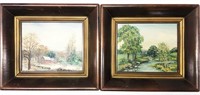 Pr. Small Framed Oil on Canvas by B. James 1953 -