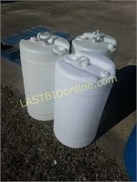 3 white Poly 15 gallon Drums / Barrels
