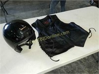 Motorcycle Helmet & Leather Vest