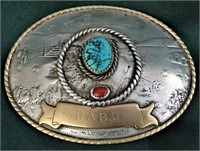 IRVINE COMSTOCK SILVER & TURQUOISE BELT BUCKLE