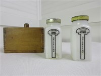 Vintage Milk Glass Spice Bottles & Butter Press