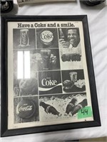 Framed Coca Cola Advt