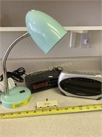 LED Desk Lamp and Two Radio Alarm Clocks