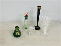 4 glass vases - 4 - 7" tall