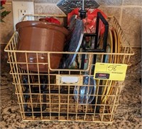 Metal Basket of Decorative Kitchen Items