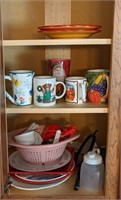 Cabinet of Mixing Cups, Coffee Cups, Plates, and