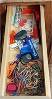 Drawer of Rubber Bands, Clips, Chair Pads, and