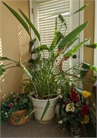 Lot of Faux and Real Potted Plants