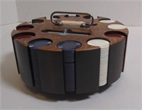 Poker Chip Set in Wooden Carousel Case