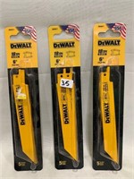 3pc Dewalt 5pc Bi-Metal 6" Sawzall Recip Blade