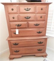 Maple Six drawer chest on chest 38” x 20” x 52"
