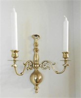 Pair of brass double arm wall sconces