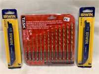 Task 13pc Bit Set & 2 5pc. Irwin Sawzall Blade