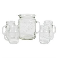 5pc Glass Beverage Pitcher and Drinkware Set -