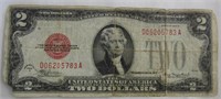 1928-D US $2 Red Seal Jefferson Bill