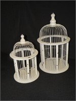 TWO WOOD & WIRE BIRD CAGES