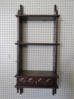 3 TIERED HANGING WOOD SHELF WITH DRAWER