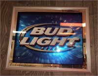 Bud Light beer mirrored wall sign