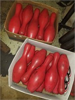 2 boxes of solid red bowling pins