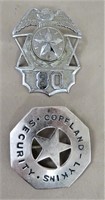 2 SILVER PLATE TEXAS BADGES*SECURITY
